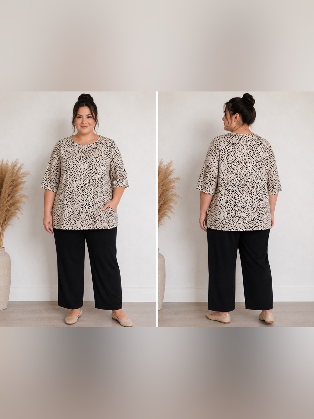 Grace The Perfect Fit Women’s 3X Plus Size Cheetah Animal Print Short Sleeve Top